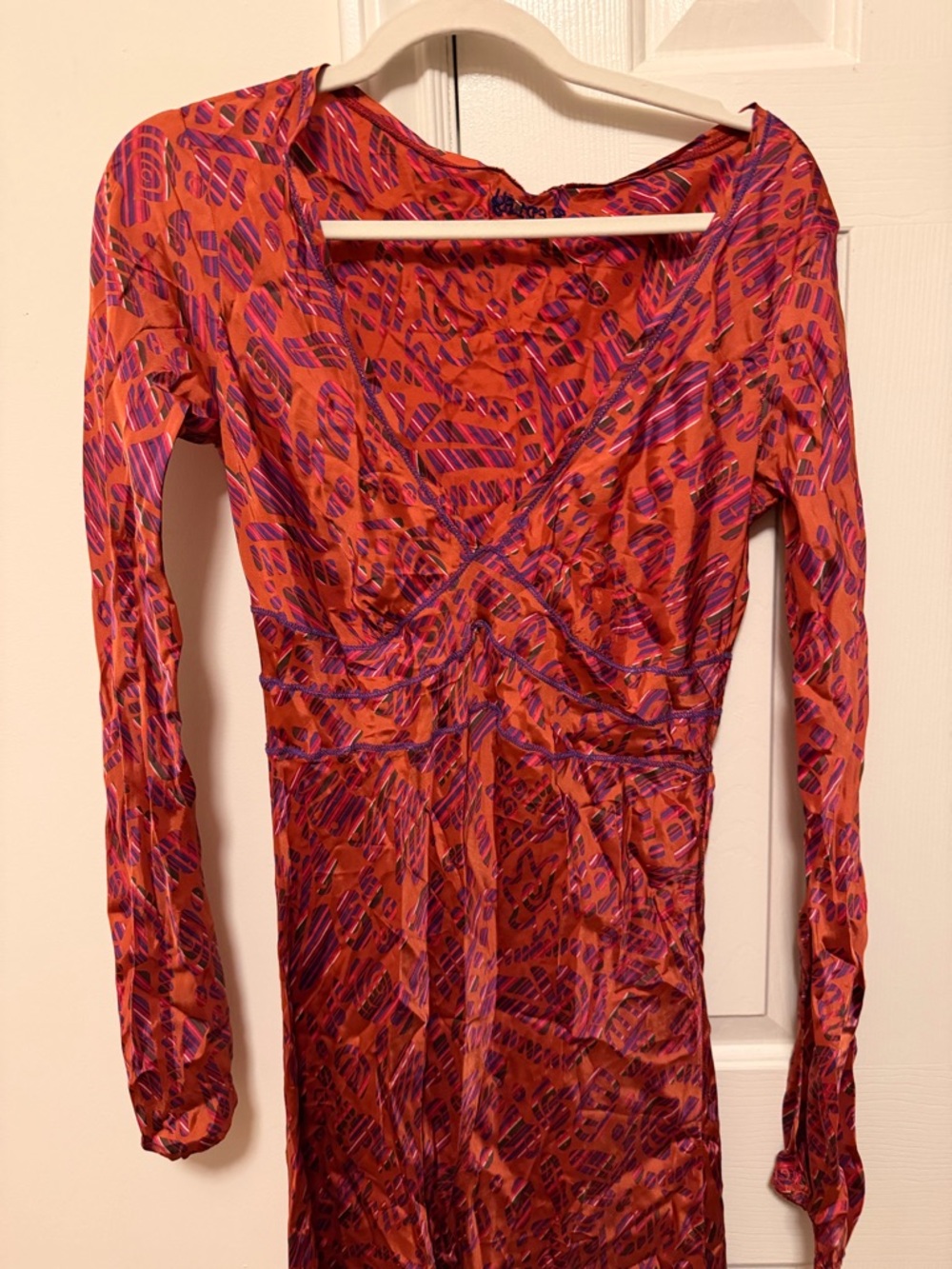 Vintage Orange and Purple Maxi Dress